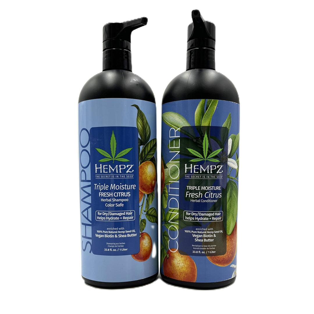 Hempz Triple Moisture Fresh Citrus Herbal Shampoo & Conditioner 33.8 fl.oz Duo