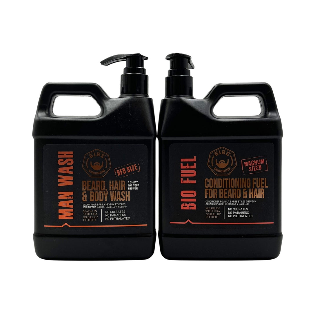GIBS Grooming Man Wash BHB Shampoo & Bio Fuel Conditioner 33.8 fl.oz Duo