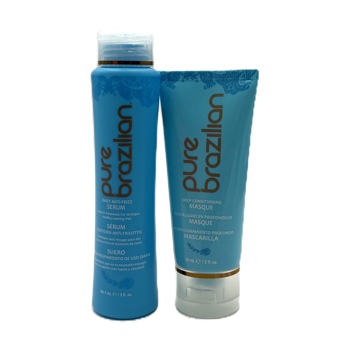 Pure Brazilian Daily Anti-Frizz Serum 3 fl.oz & Deep Conditioning Masque 2 fl.oz Duo
