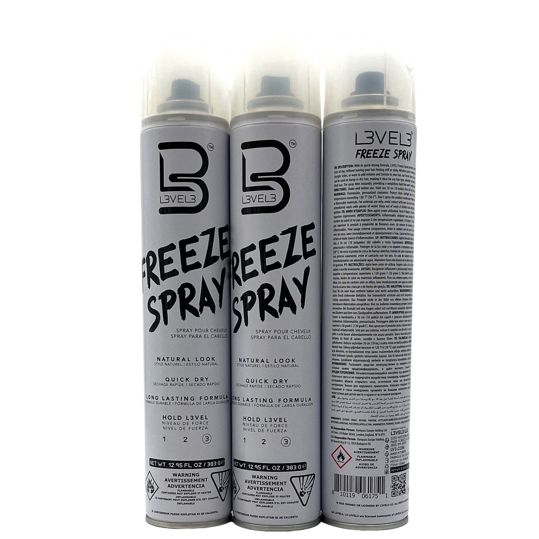L3VEL3 Freeze Hairspray, 12.9 oz-3 Pack