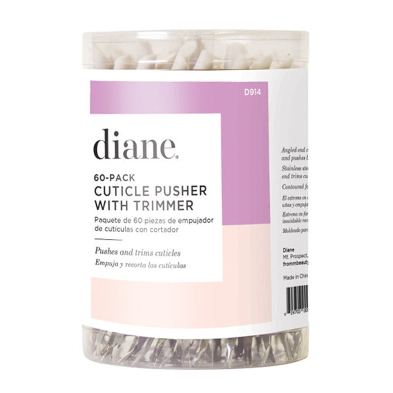 Diane Cuticle Pusher with Trimmer, 60 Pack
