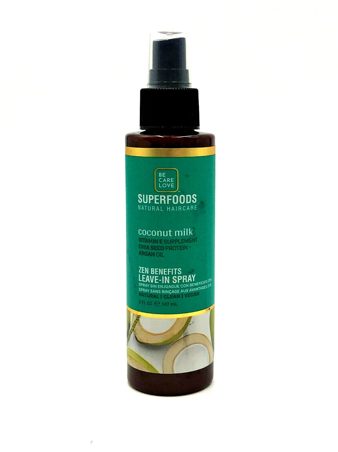 Be Care Love SuperFoods Coconut Milk Zen Benefits Leave-In Spray Vegan 5 oz