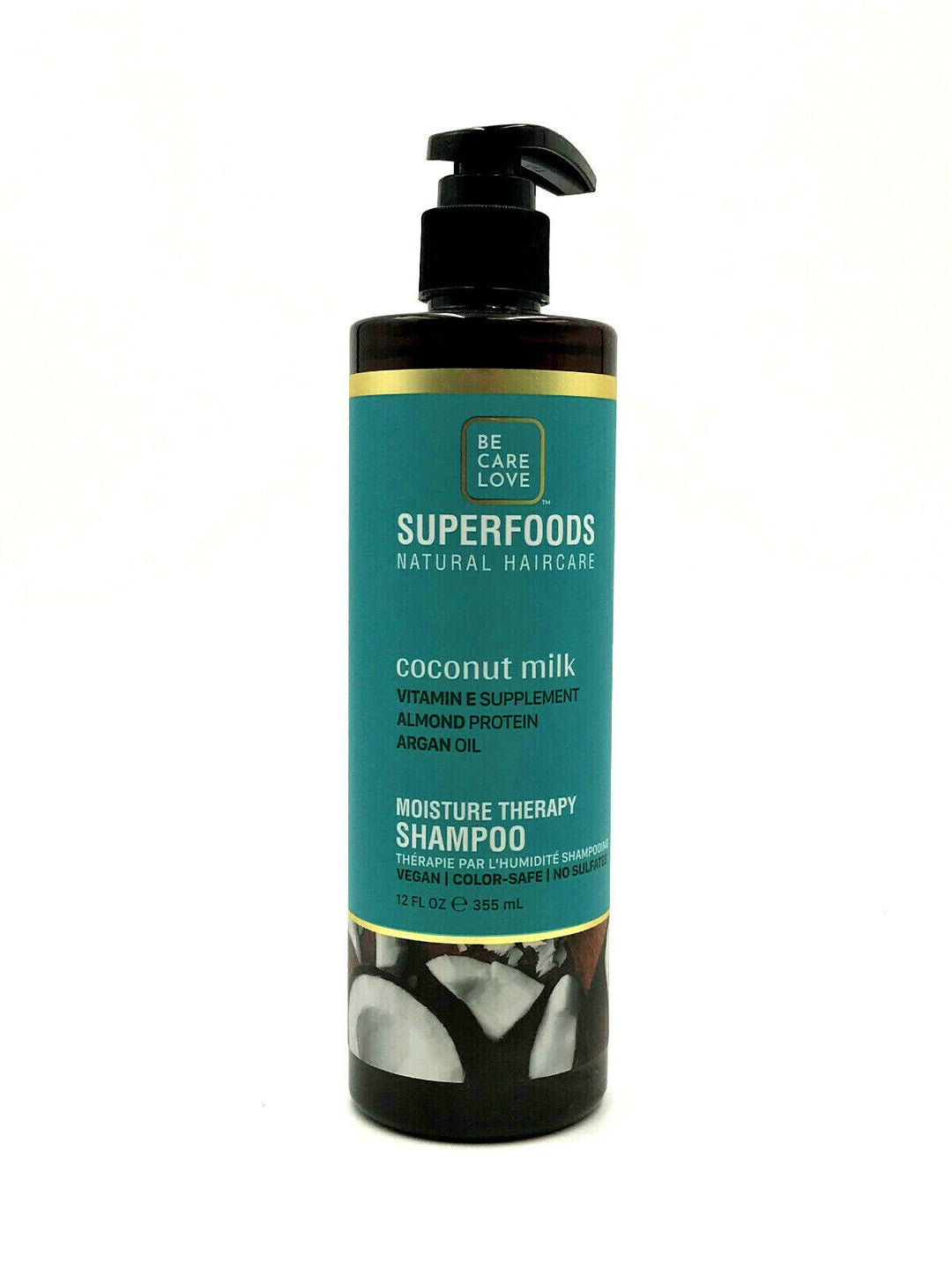 Be Care Love Coconut Milk Argan Oil Moisture Therapy Shampoo Vegan 12 oz