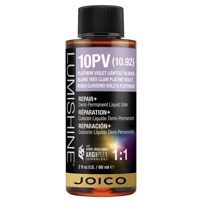 Joico LumiShine Demi-Permanent Liquid Hair Color 2 fl.oz- 10PV Platinum Violet Lightest Blonde