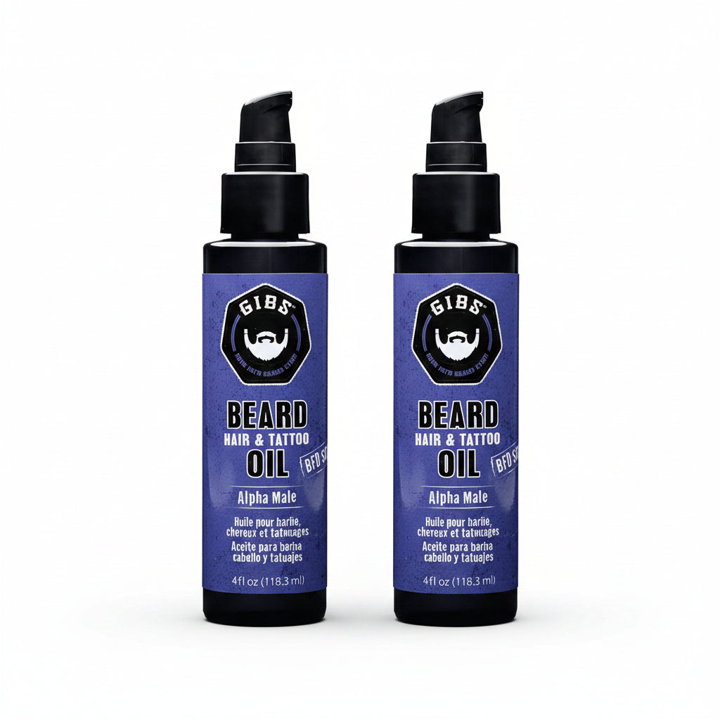 GIBS Beard Hair Tattoo Oil Alpha Male 4 fl.oz-2 Pack