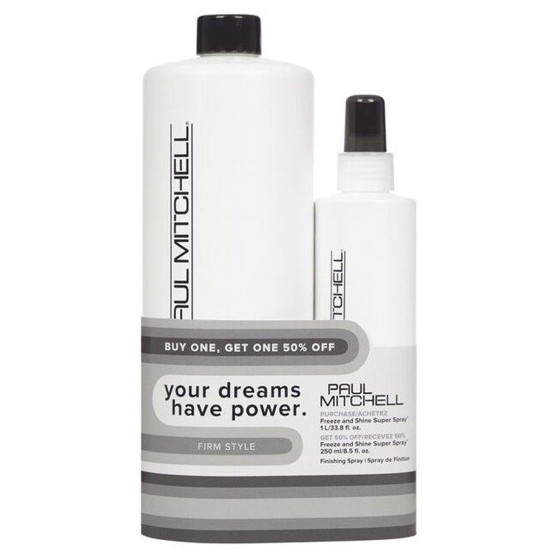 Paul Mitchell Freeze & Shine Super Spray Duo VOC 50%(33.8 fl.oz & 8.5 fl.oz)