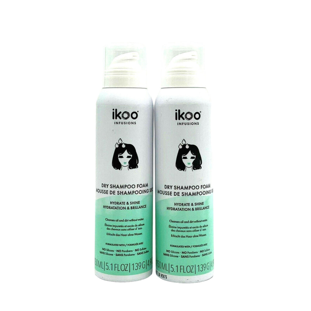 Ikoo Infusions Dry Shampoo Foam Hydrate & Shine 5.1 oz-Pack of 2