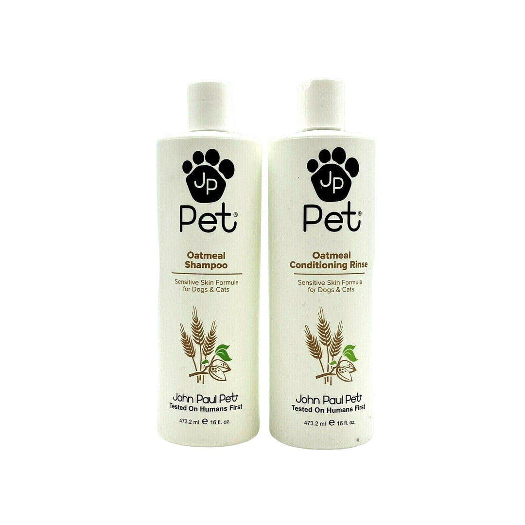 JP Pet Oatmeal Shampoo & Conditioning Rinse Sensitive Skin For Dogs & Cats 16 oz Duo