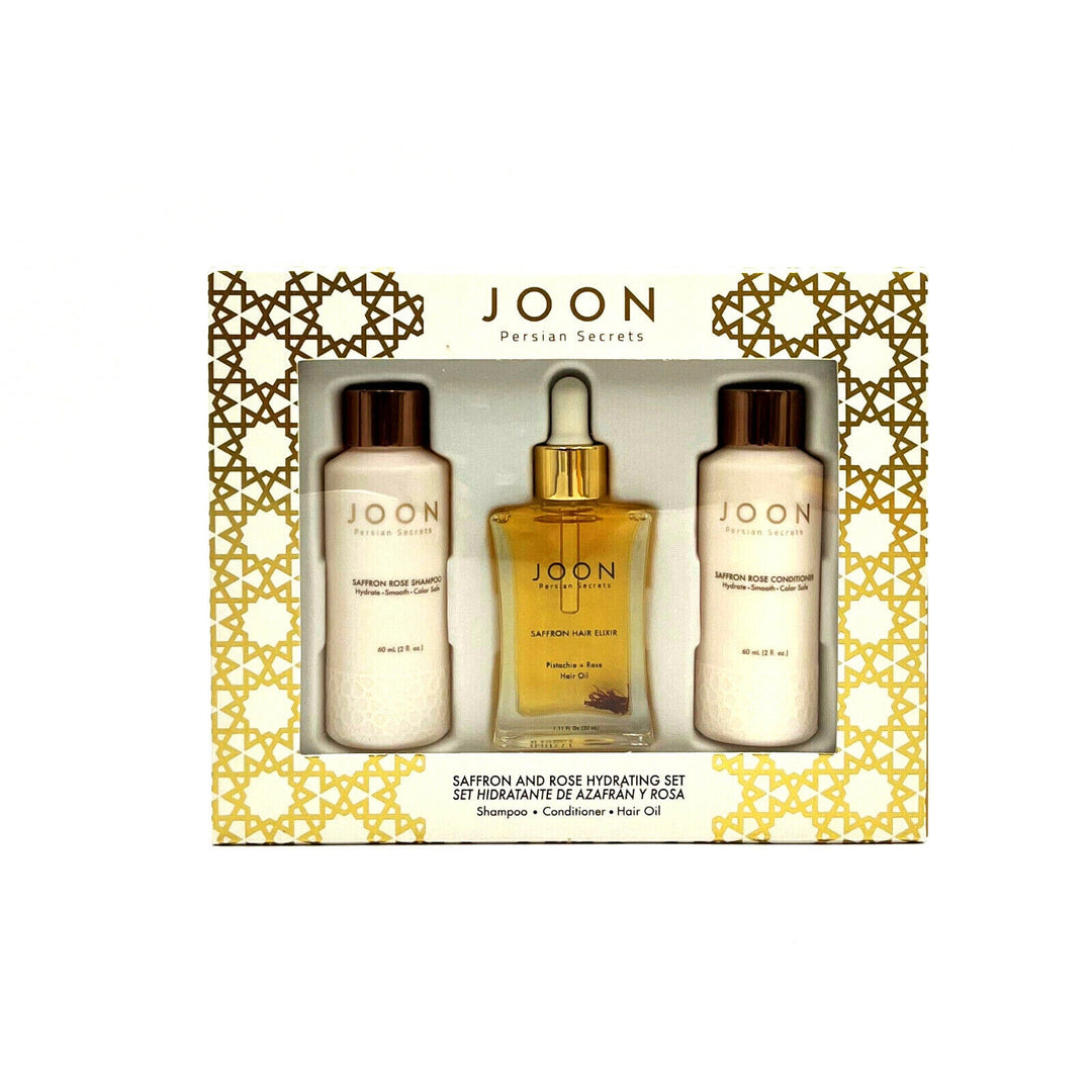 Joon Secrets Saffron & Rose Hydrating Set (Shampoo/Conditioner/Hair Oil)