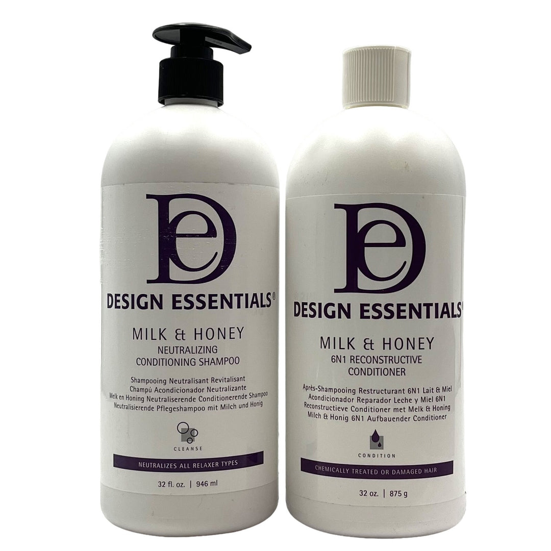 Design Essentials Milk & Honey Shampoo & 6N 1 Reconstructive Conditioner 32 oz