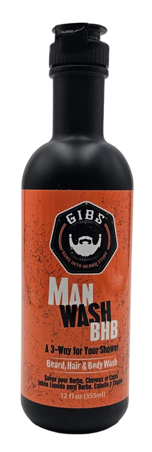 GIBS Man Wash BHB Beard Hair & Body Wash 12 fl oz