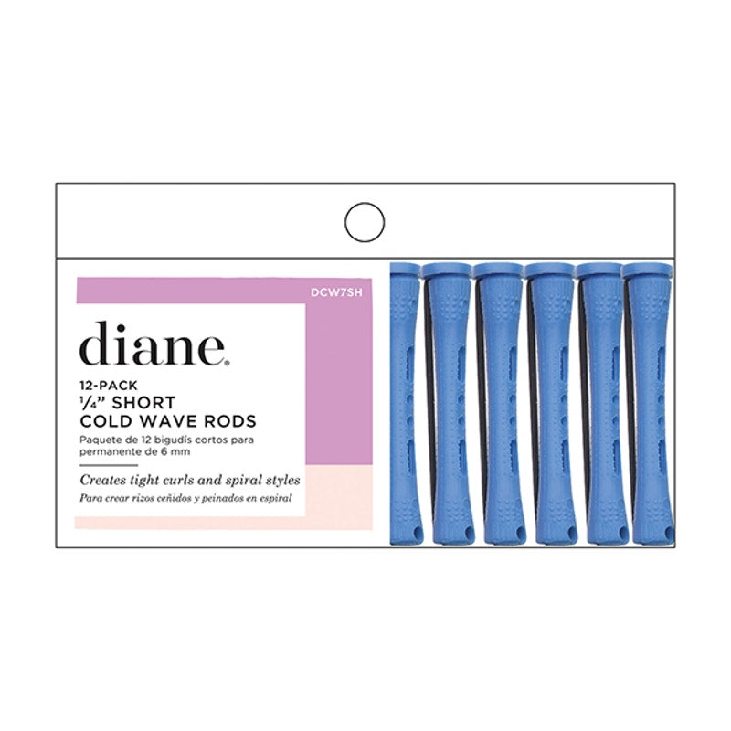 2XDiane Cold Wave Perm Rods, 12 Pack-Short Blue 1/4"