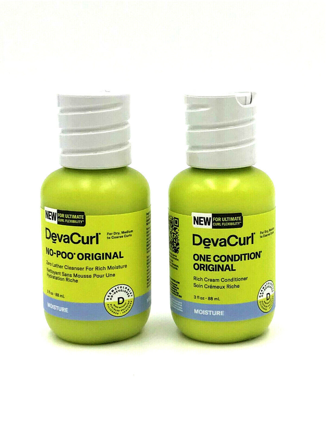 DevaCurl No-Poo Original Zero Lather Cleanser & Rich Cream Conditioner 3 oz Duo