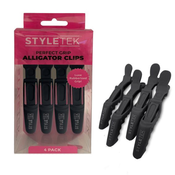StyleTek Perfect Grip Alligator Clips, 4 Pack-Black