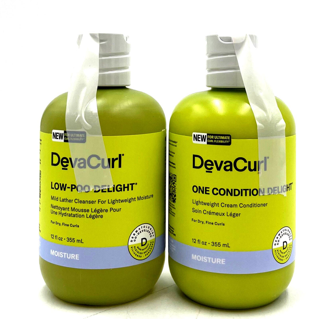 DevaCurl Low-Poo Delight Mild Lather Cleanser & One Condition Delight 12 oz Duo