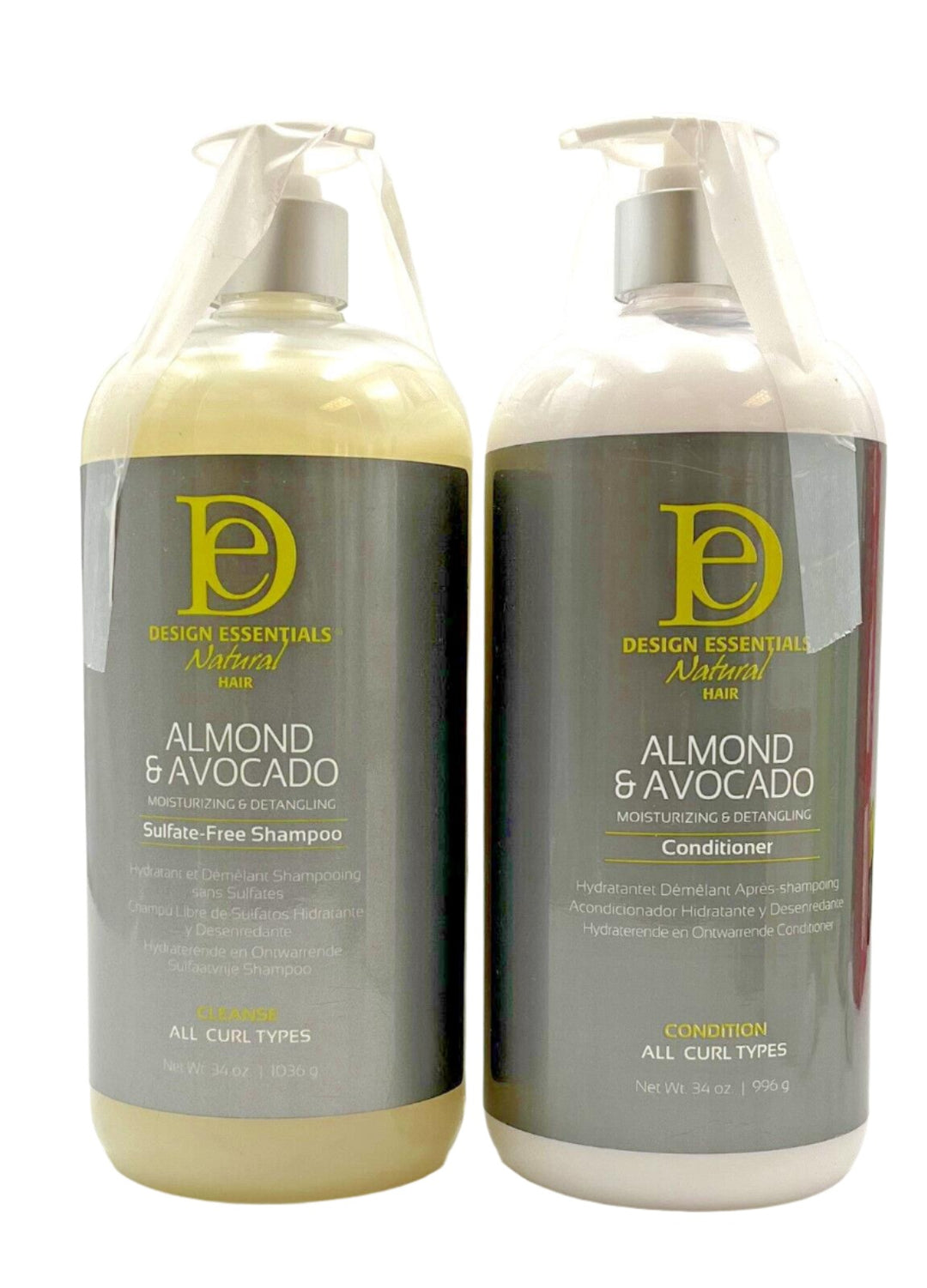 Design Essentials Almond & Avocado Moisturizing Shampoo & Conditioner 34 oz Duo