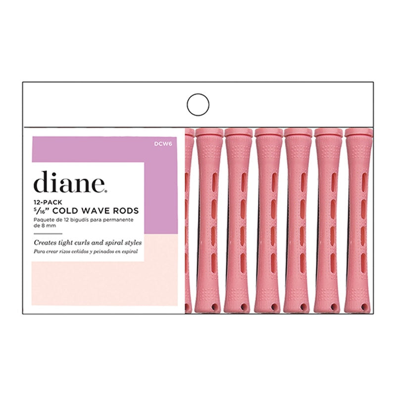 2XDiane Cold Wave Perm Rods, 12 Pack-(I) Long Pink 5/16"