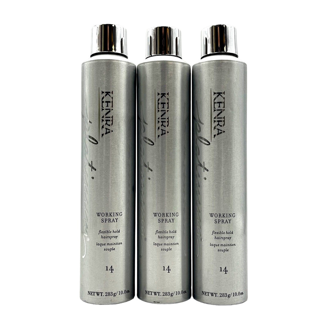 Kenra Platinum Working Spray Flexible Hold Hairspray #14 10 oz-3 Pack