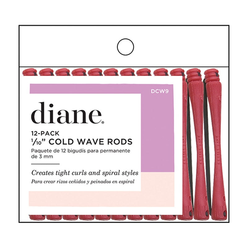 2XDiane Cold Wave Perm Rods 12 Pack- Mini Red 1/10"