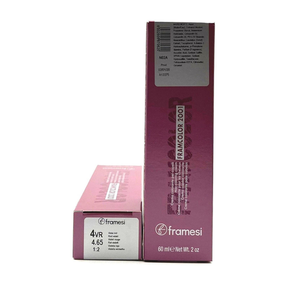 Framesi Framcolor 2001 Hair Coloring Cream 4VR 4.65 Viola Red 2 oz