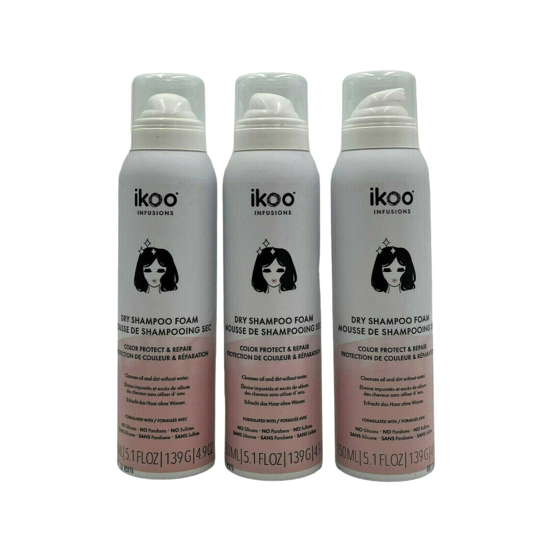 Ikoo Infusions Dry Shampoo Foam Color Protect & Repair 5.1 oz-Pack of 3