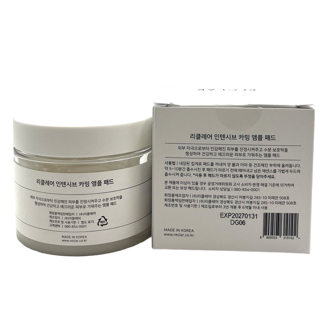 Reclar Korean Luxury Cosmetics Intensive Calming Ampoule Pad 6.08 fl.oz 70 pads