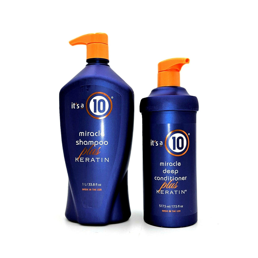 It's A 10 Miracle Shampoo Plus Keratin Shampoo 33.8 oz & Deep Conditioner 17.5 oz Duo