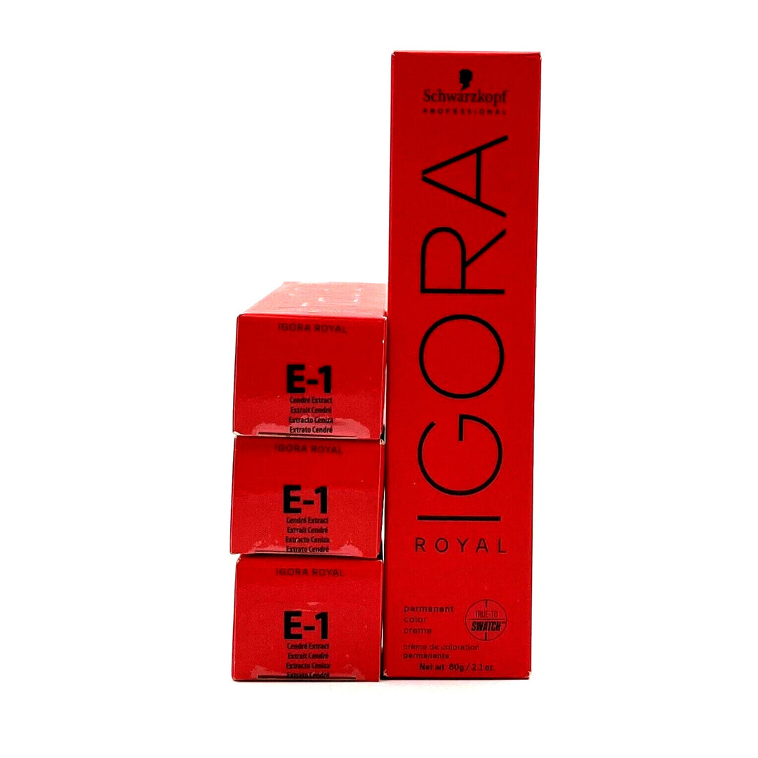 Schwarzkopf Igora Royal Permanent Color Creme E-1 Extrait Cendre 2.1 oz-3 Pack