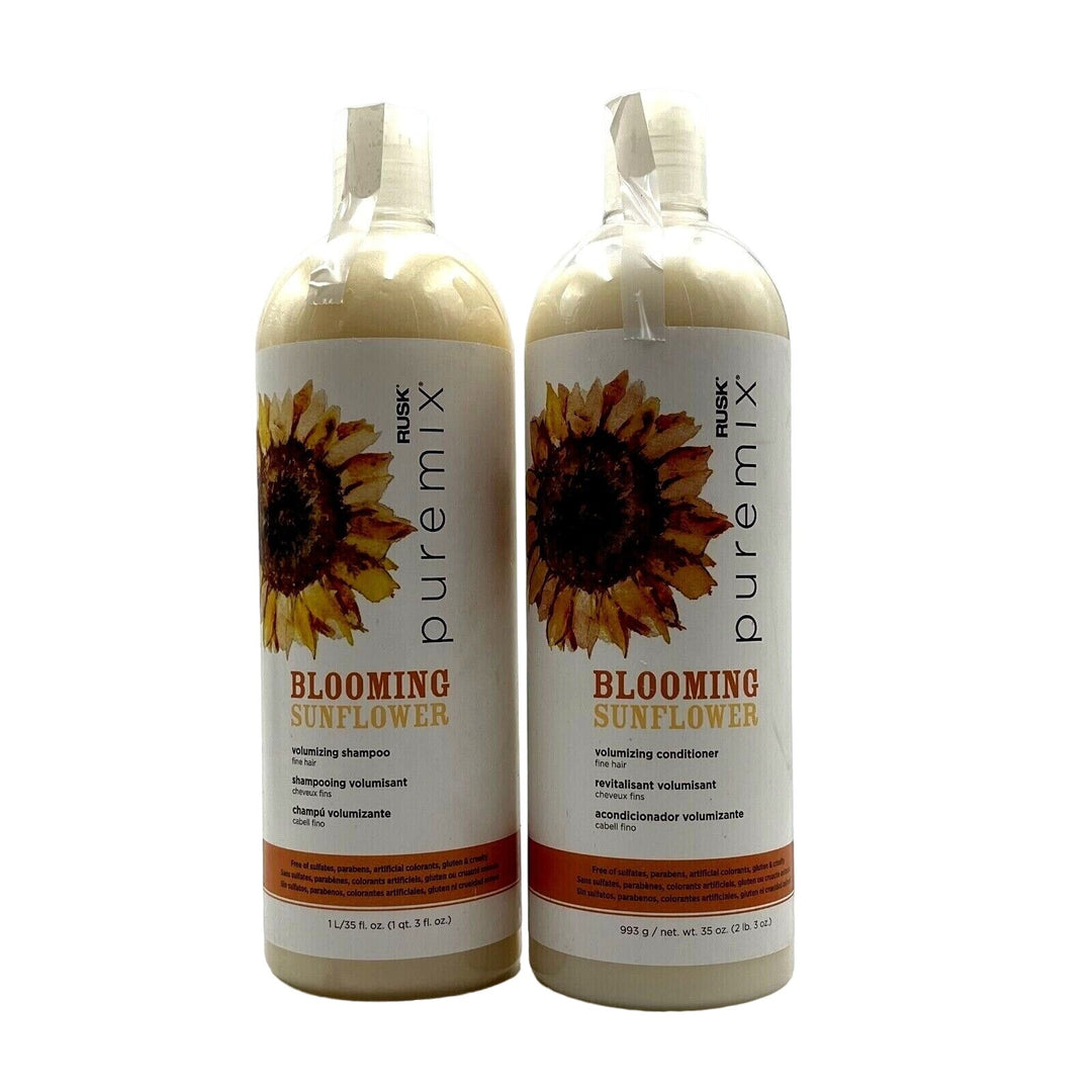 Rusk Puremix Sunflower Volumizing Shampoo & Conditioner - Fine Hair 35 oz Duo