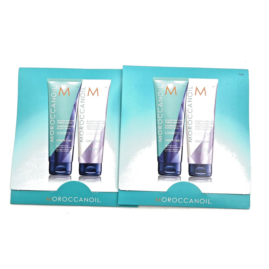 Moroccanoil Blonde Perfecting Purple Shampoo & Conditioner Sample .35 oz-2 Pack