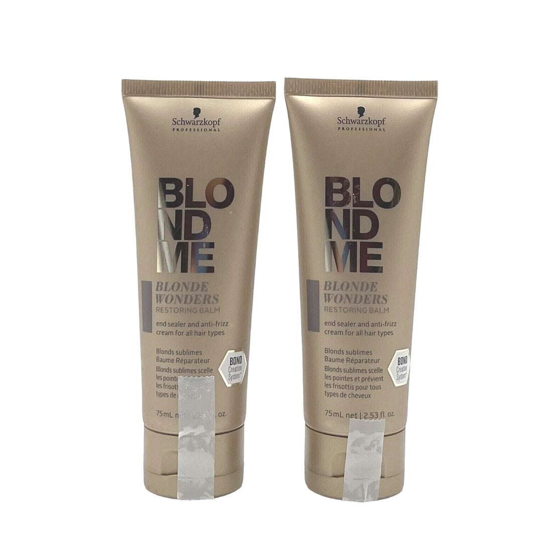 Schwarzkopf Blonde Wonders Restoring Balm Anti-Frizz Cream 2.53 oz-2 Pack