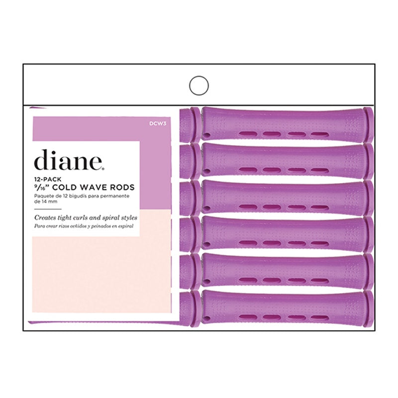 2XDiane Long Cold Wave Perm Rods, 12 Pack-Orchid 9/16"