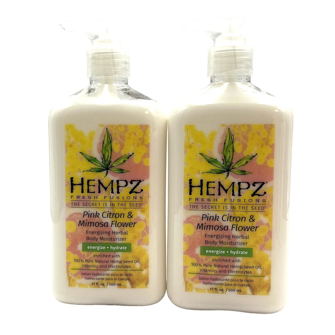 Hempz Pink Citron & Mimosa Flower Energizing Herbal Moisturizer 17 fl.oz-2 Pack