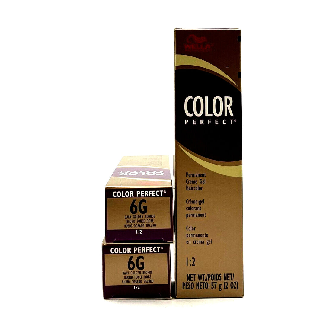 Wella Color Perfect Permanent Creme Gel Haircolor 6G Dark Golden Blonde 2 oz-2 Pack