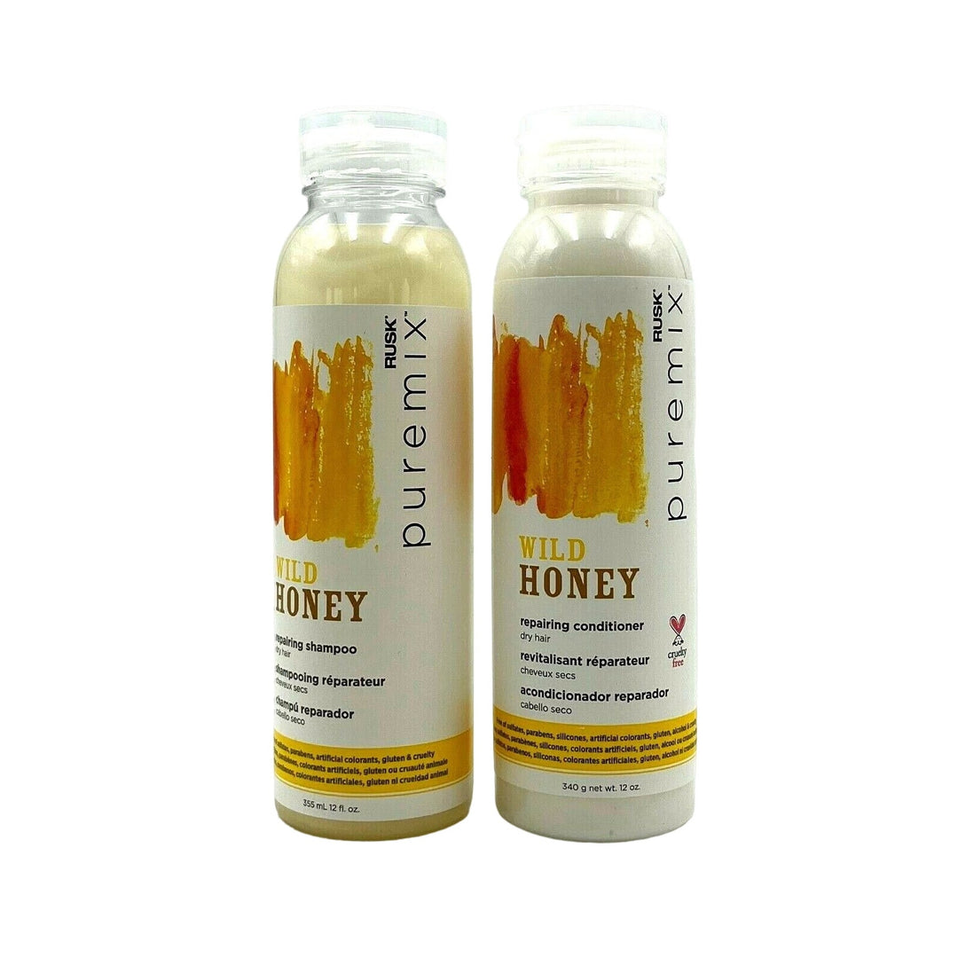 Rusk Puremix Wild Honey Repairing Shampoo & Conditioner - Dry Hair 12 oz Duo