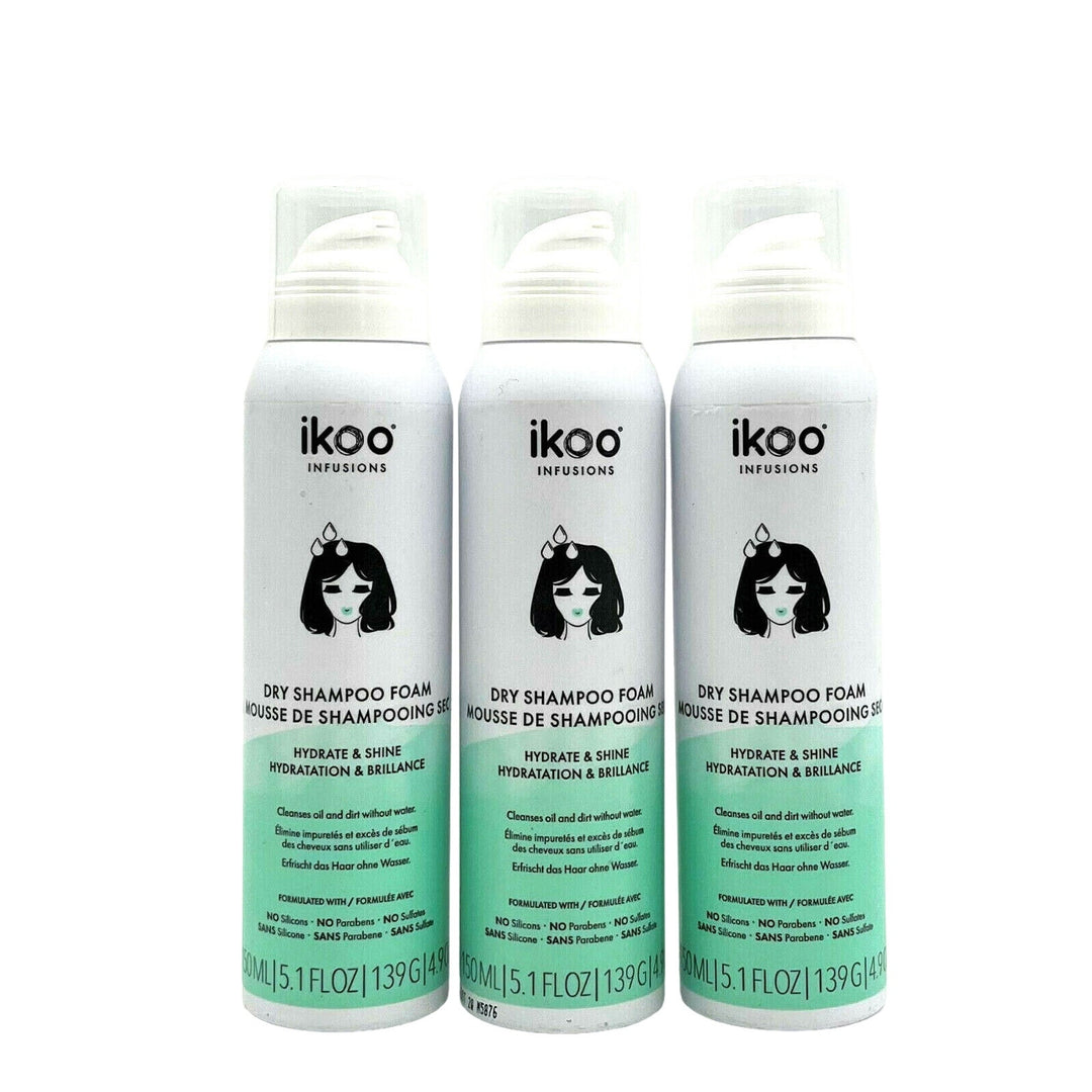 Ikoo Infusions Dry Shampoo Foam Hydrate & Shine 5.1 oz-Pack of 3