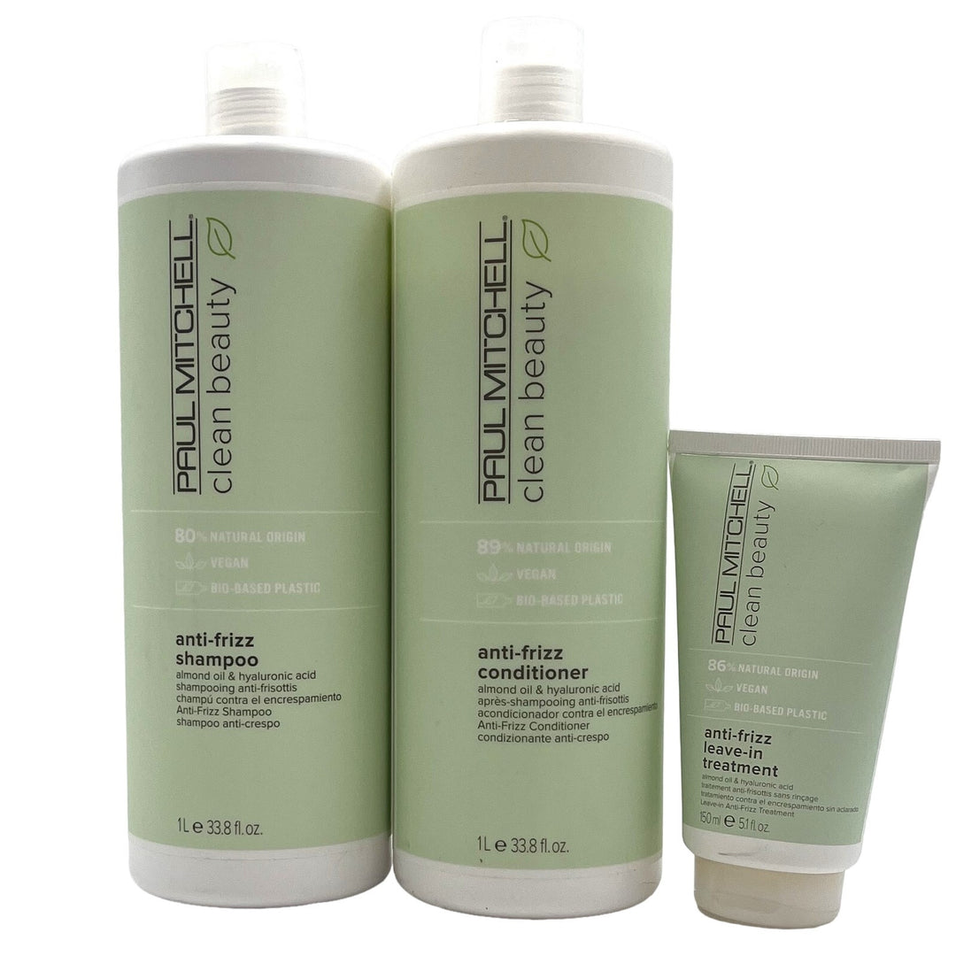 Paul Mitchell Clean Beauty Anti-Frizz Shampoo, Conditioner & Leave In Treatment Trio