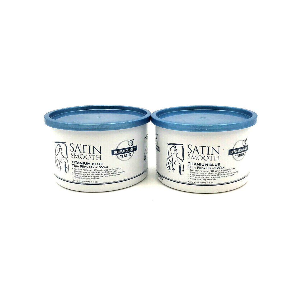 Satin Smooth Titanium Blue Thin Film Hard Wax For Thick & Stubborn Hair 14 oz-2