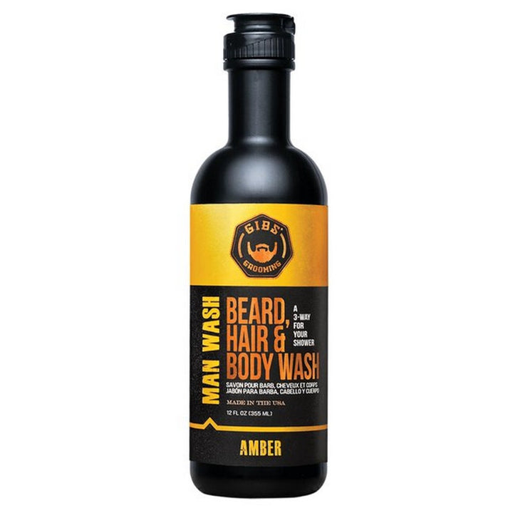 GIBS Amber Man Wash BHB 3-1, Conditioner 12 fl oz &amp; Bar 7 oz TRIO