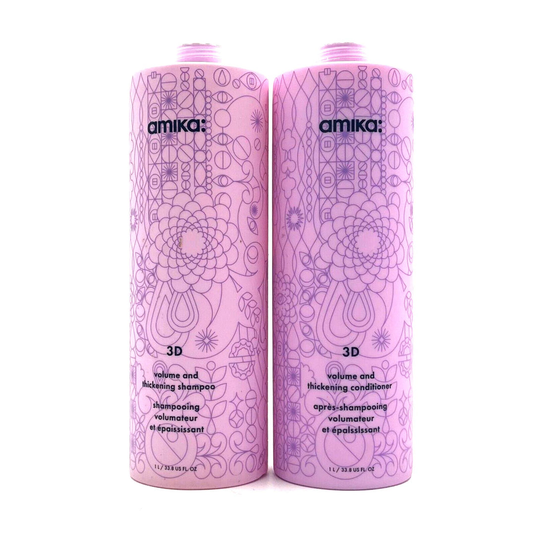 Amika 3D Volume & Thickening Shampoo & Conditioner 33.8 oz Duo