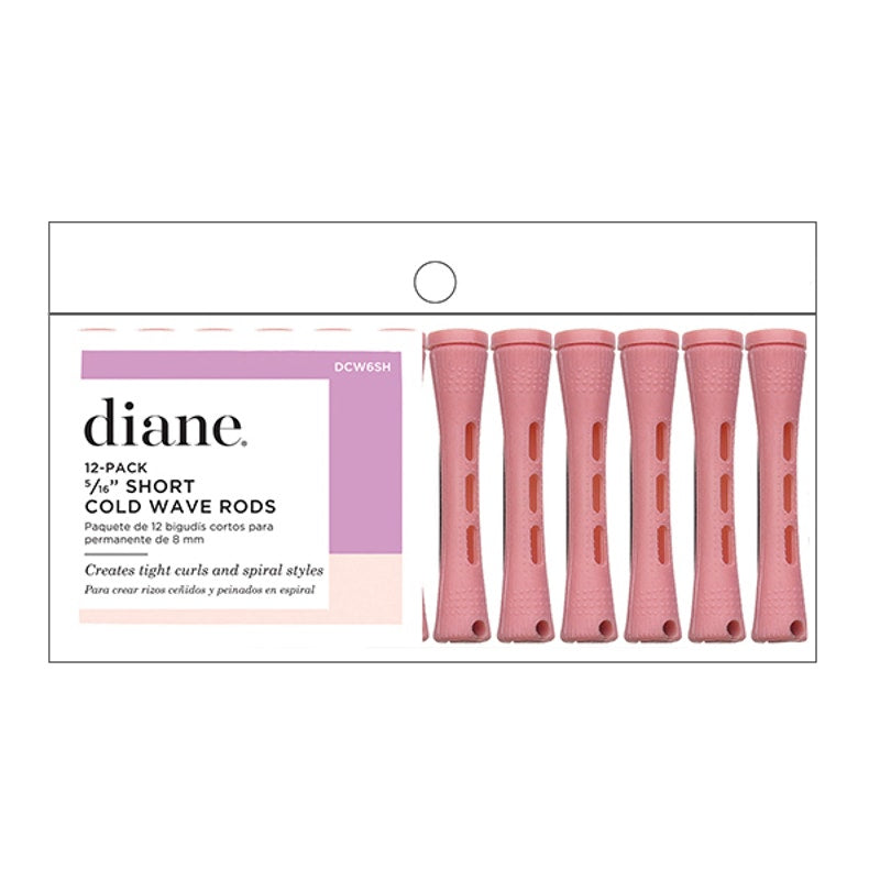 2XDiane Cold Wave Perm Rods, 12 Pack-(D) Short Pink 5/16"