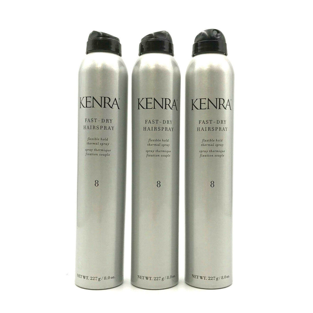 Kenra Fast-Dry Hairspray Flexible Hold Thermal Spray #8 8 oz-Pack of 3