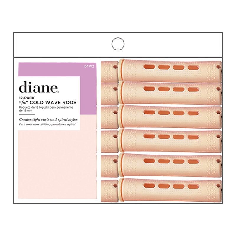 Diane Long Cold Wave Perm Rods, 12 Pack-Sand 11/16"