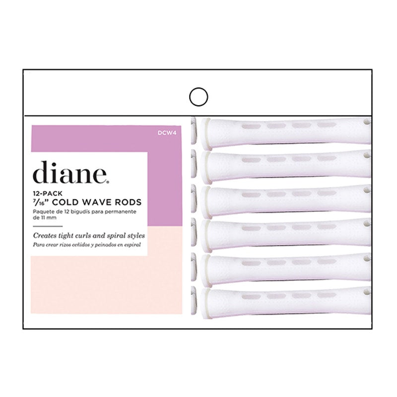 Diane Cold Wave Perm Rods, 12 Pack-(K) Long White 7/16"