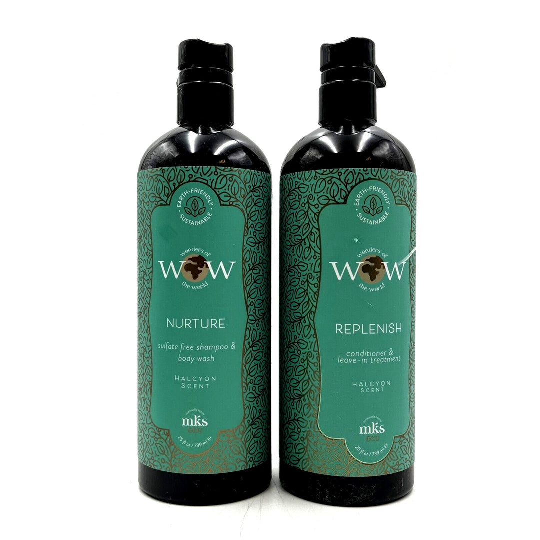 MKS Eco WOW Nurture Shampoo/Body Wash & Conditioner/Leave In Treatment 25 oz Duo