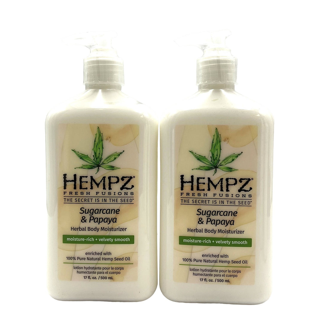 Hempz Sugarcane & Papaya Herbal Body Moisturizer 17 fl.oz-2 Pack