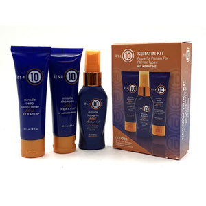 It's a 10 Keratin Kit For All Hair Types (Shampoo/Conditioner/Leave In)