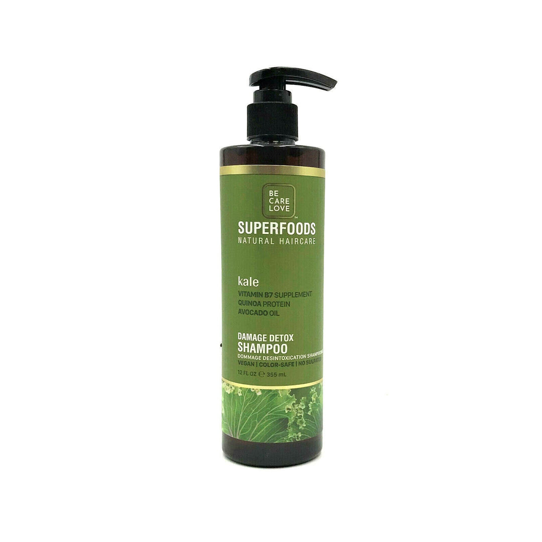 Be Care Love Kale Avocado Oil Damage Detox Shampoo Vegan 12 oz