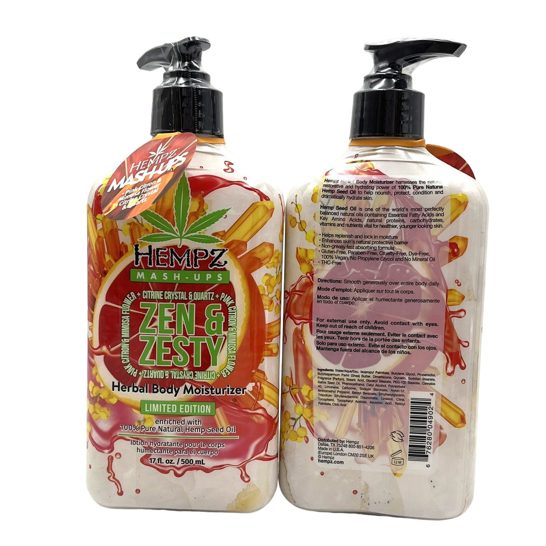 Hempz Mash-Ups Zen & Zesty Herbal Body Moisturizer 17 fl.oz-2 Pack