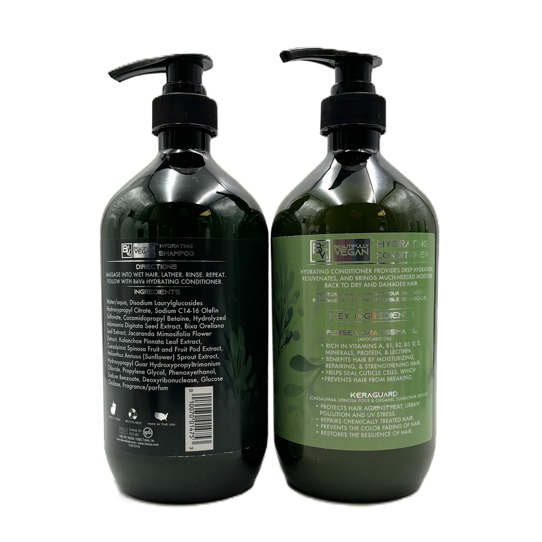 BeVe Beautifully Vegan Hydrating Shampoo & Conditioner For Dry Hair &Scalp 33.8 fl.oz Duo